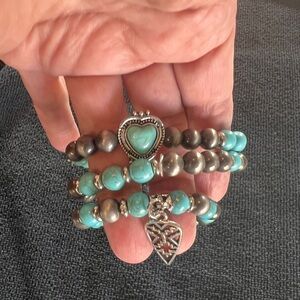 NWOT Blue and Silver Stackable Turquoise Bracelets
